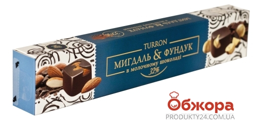 Конфеты "Туррон" миндаль та фундук в молочном шоколаде, 65 г – ІМ «Обжора»