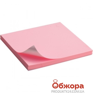 Блок бумаги с клейким слоем 75x75 мм,100  листов, ярко-розовый – ИМ «Обжора»