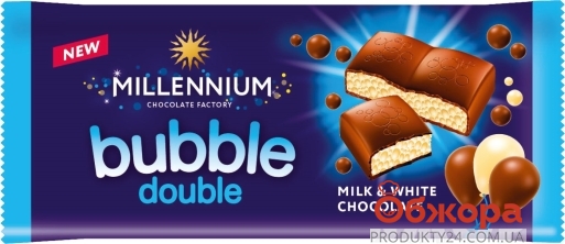 Шоколад Мілленіум 70г пористий молочний та білий – ІМ «Обжора»