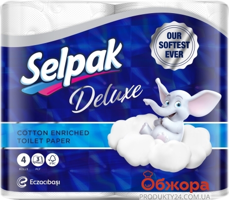 Туалетная бумага белая Selpak Deluxe 4 шт – ІМ «Обжора»