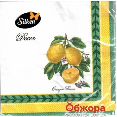 Салфетки TM Silken `Лимоны` 33*33 3 слоя 18 шт – ИМ «Обжора»