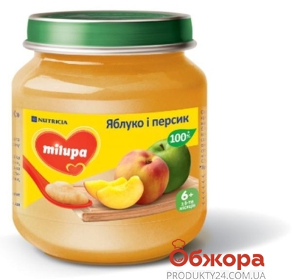Пюре Milupa яблоко-персик, 125 г – ІМ «Обжора»