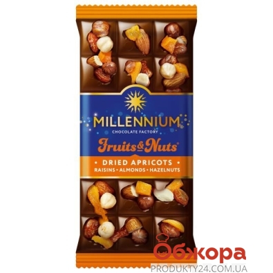 Шоколад Мілленіум 80г Fruits&Nuts мигдаль фундук цукати родз – ІМ «Обжора»