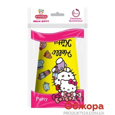 Стакан EVENTA бумажный  Hello Kitty 6 шт, 250 мл – ИМ «Обжора»