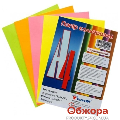 Бумага А4 Mini ассорти, Neon, 100 листов – ИМ «Обжора»