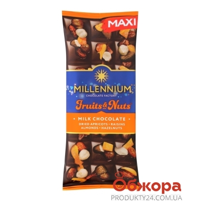 Шоколад Миллениум Fruits&Nuts миндаль фундук курага изюм, 140 г – ИМ «Обжора»
