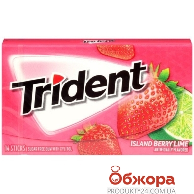 Жвачка Тридент 14 пластинок клубника лайм США – ИМ «Обжора»
