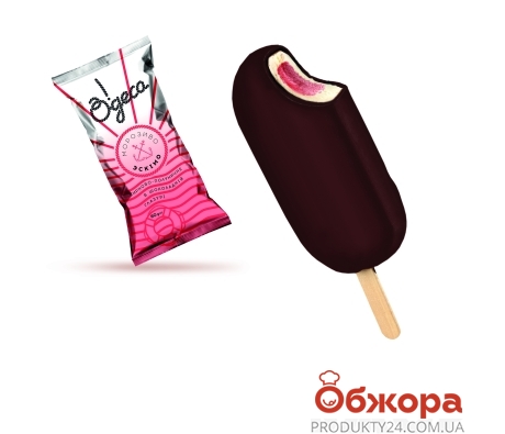 Творожно-клубничное эскимо в шоколадной глазури Одеса 60 г – ИМ «Обжора»