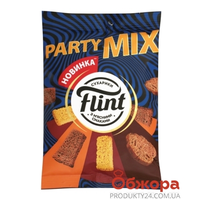 Сухарики Флинт Party mix мясные вкусы 100 г – ИМ «Обжора»