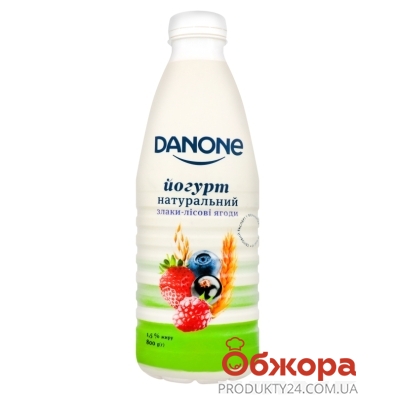 Йогурт Данон 1,5% 800гр злаки-лiсовi ягоды п/бут – ІМ «Обжора»