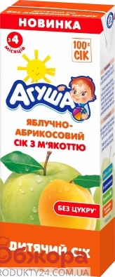 Сок Агуша 200 г яблоко-абрикос с мякотью – ИМ «Обжора»