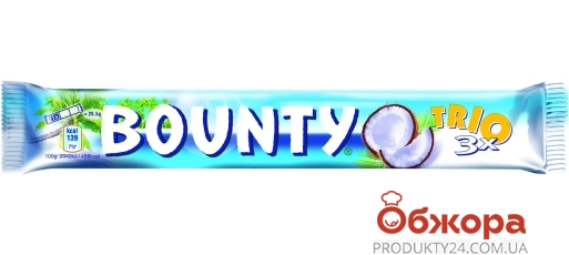 Батончик шоколадный Баунти (Bounty) трио, 85,5 г – ИМ «Обжора»
