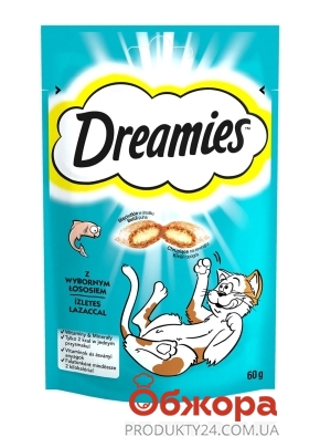 Ласощі Dreamies д/котів з лососем 60г – ІМ «Обжора»
