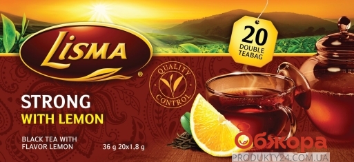 Чай Лисма Крепкий с Лимоном 20 пакетиков – ИМ «Обжора»
